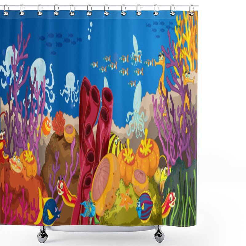 Personality  Octopus And Coral In Water Shower Curtains