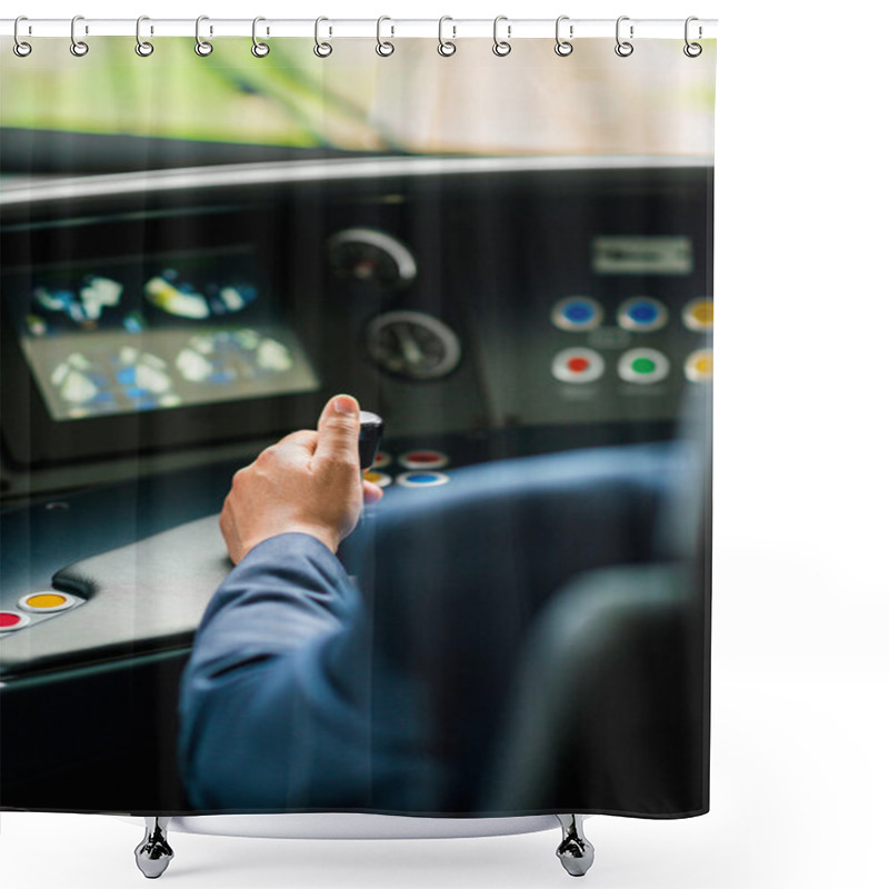 Personality  Train Driver In Control Cabin Shower Curtains