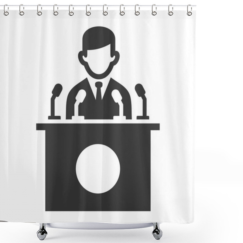 Personality  Public Speaker Icon On White Background. Vector Shower Curtains