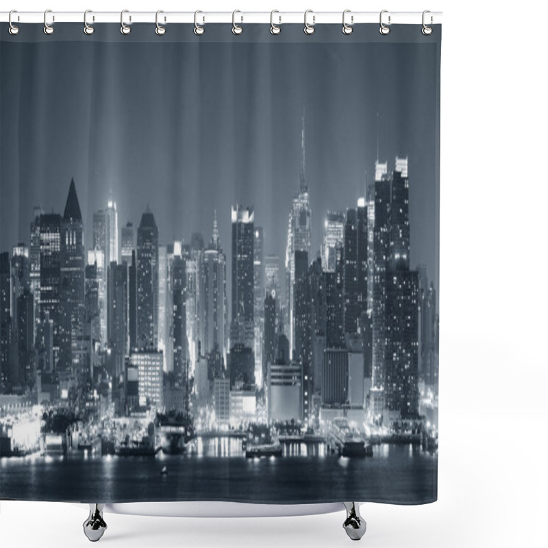 Personality  New York City Nigth Black And White Shower Curtains