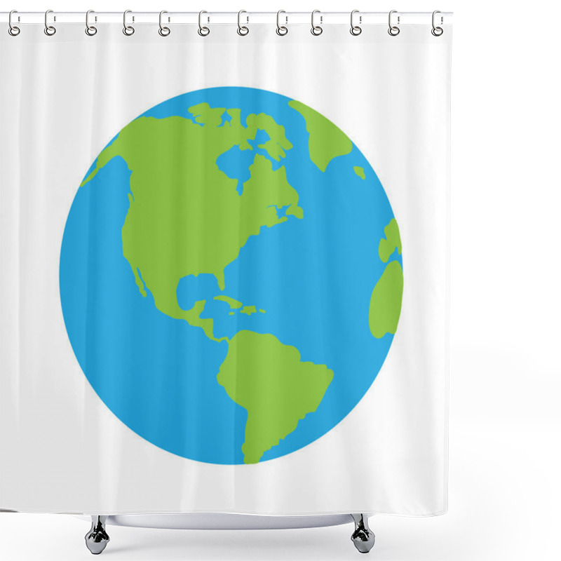 Personality  Vector Illustration Of World On White Background. Symbol Of Green Planet. Shower Curtains