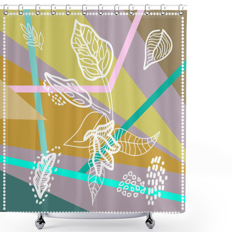 Personality  Geometric Print With Tropical Motifs. Shower Curtains