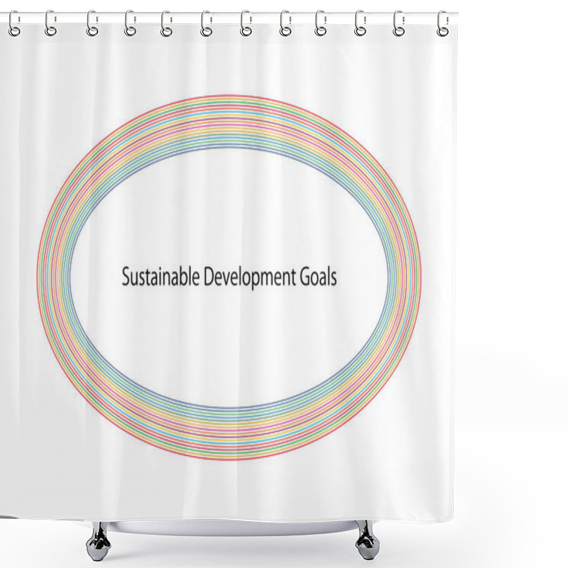 Personality  Sustainable Development Goals Image Line Circle Frame CMYK Illustration , Vector Shower Curtains