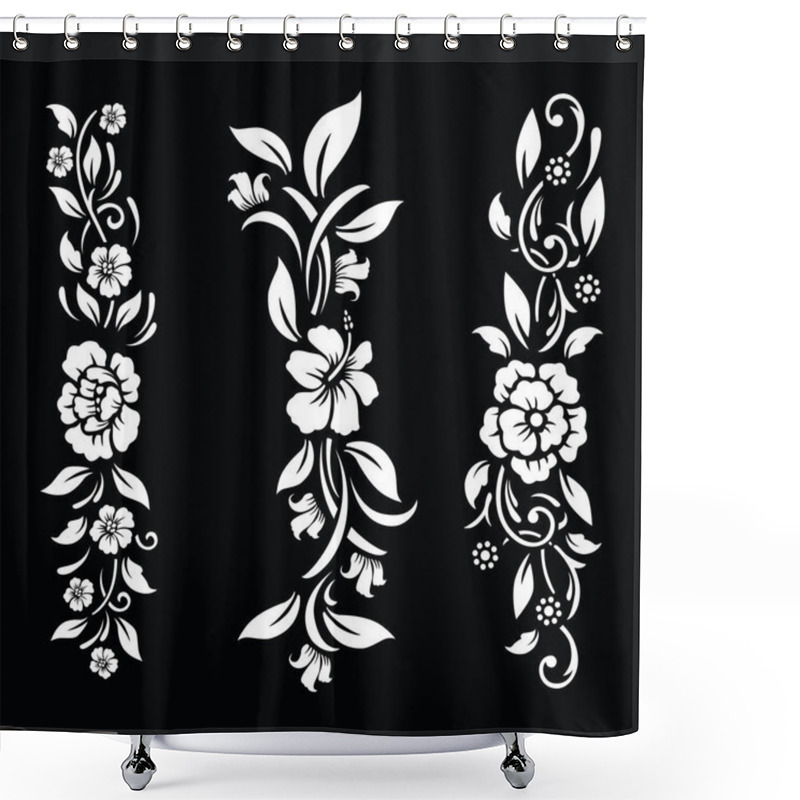 Personality  Black And White Floral Cut File With Temporary Tattoo Design Shower Curtains