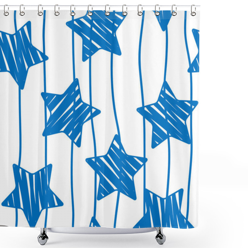 Personality  A Seamless Vector Background Made Of Horizontal Stripes And Stars . Lines Drawn By Hand. Infinite Pattern Shower Curtains