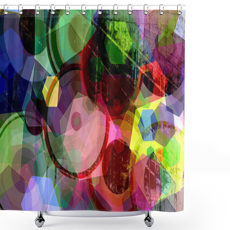 Personality  Grunge Hexagons And Circles Shower Curtains