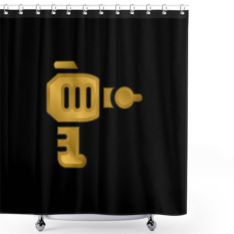 Personality  Blaster Gold Plated Metalic Icon Or Logo Vector Shower Curtains