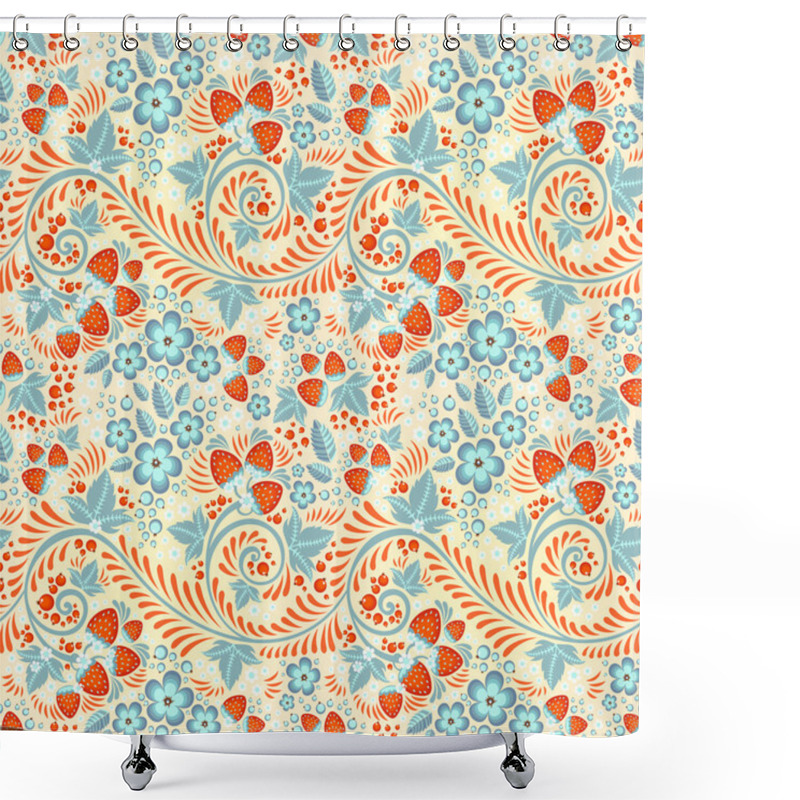 Personality  Festive Khokhloma Seamless Pattern Shower Curtains