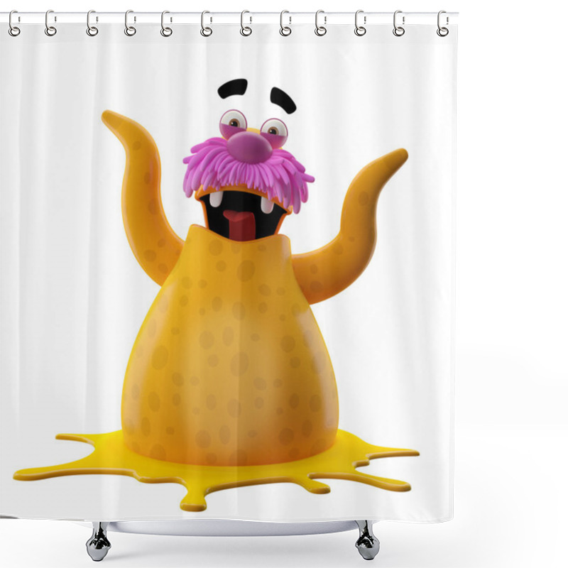 Personality  Yellow Walrus With Two Hands Up Shower Curtains