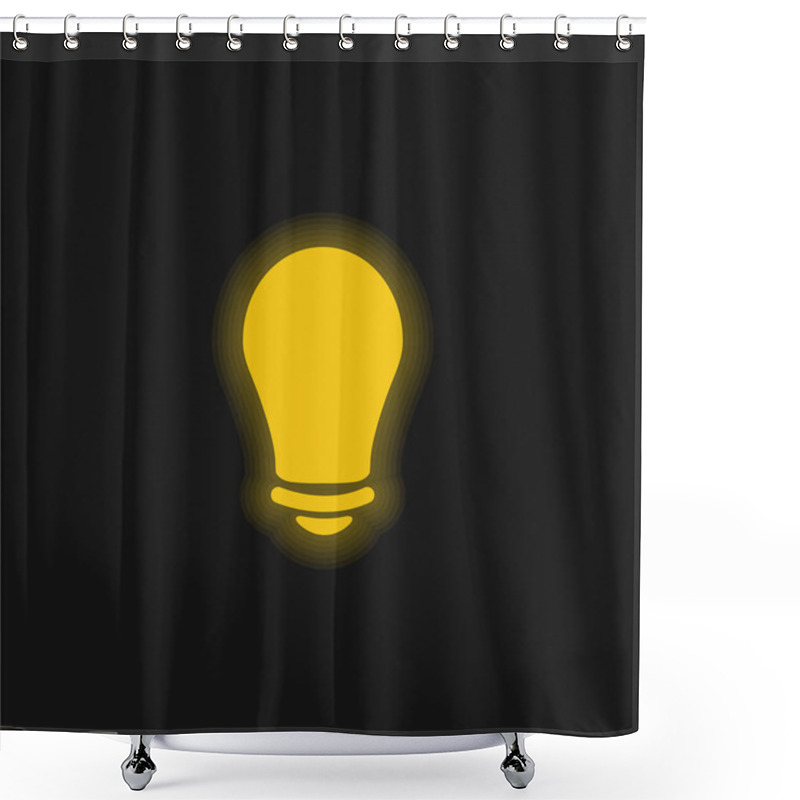 Personality  Black Lightbulb Yellow Glowing Neon Icon Shower Curtains