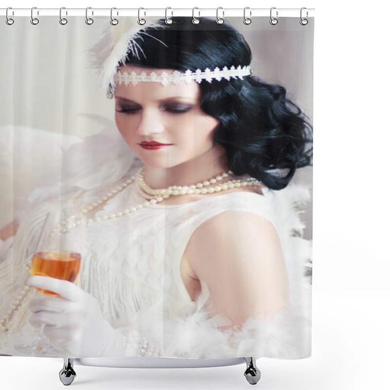 Personality  Woman Drinking Champagne Shower Curtains