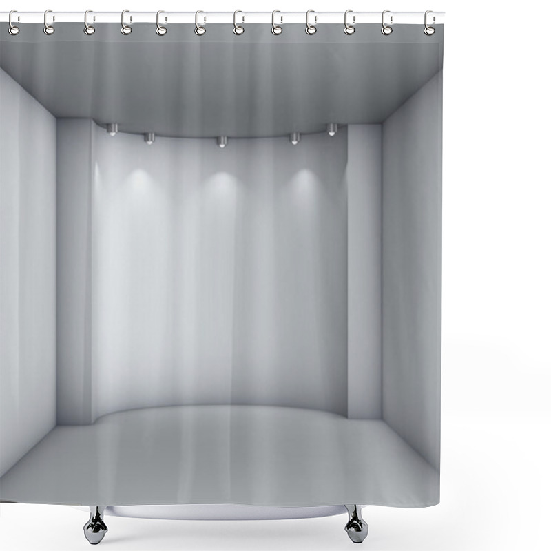 Personality  3d Empty Niche With Spotlights For Exhibit In The Grey Interior Shower Curtains