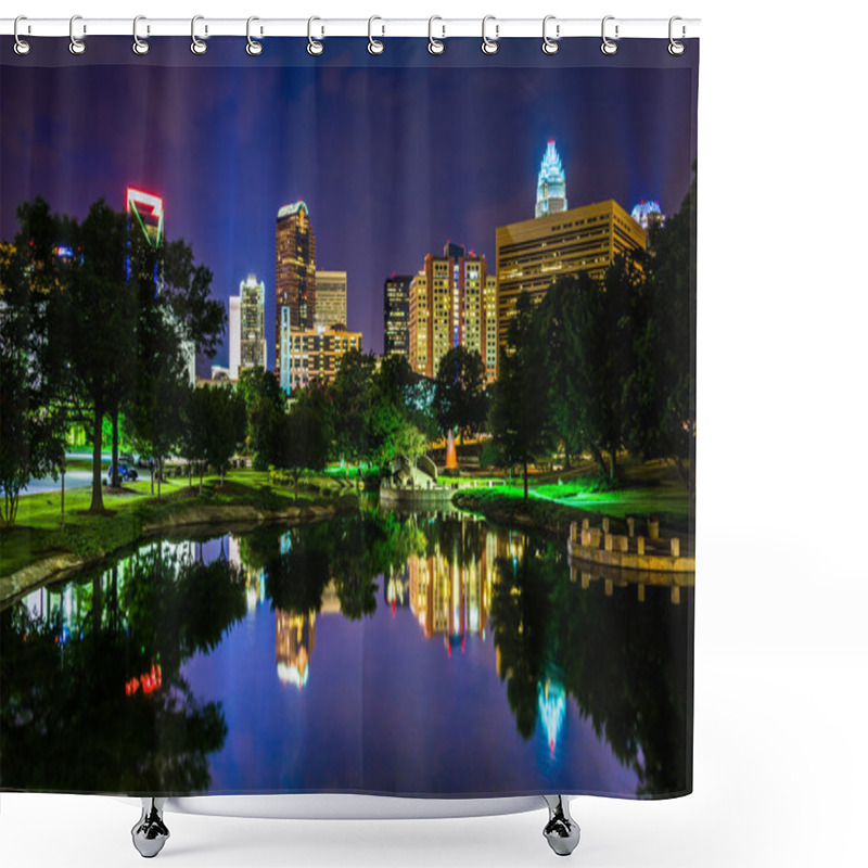 Personality  The Charlotte Skyline Seen At Marshall Park, In Charlotte, North Shower Curtains