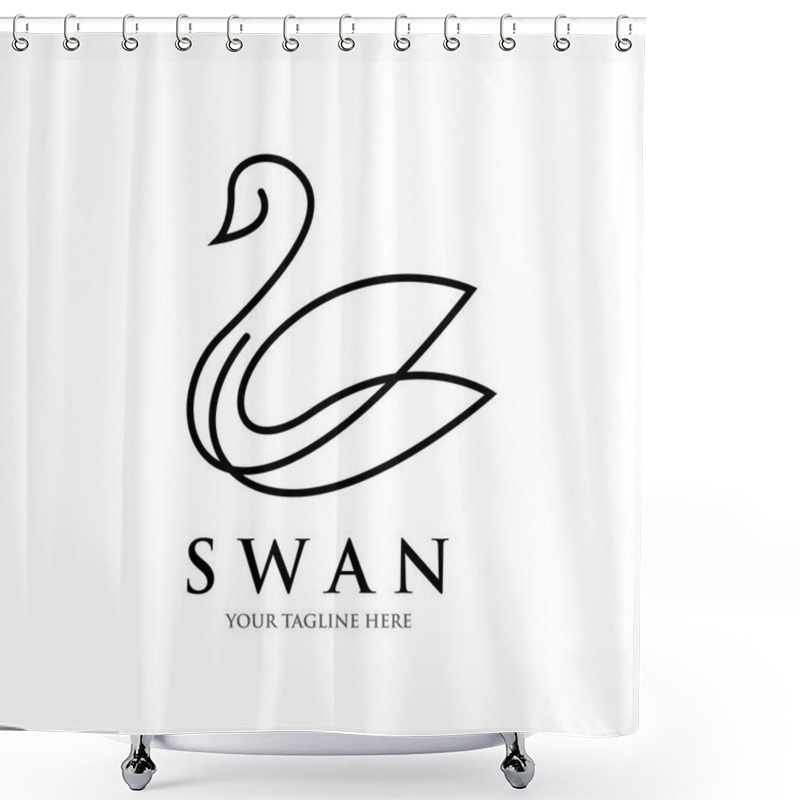 Personality  Swan Line Art Logo Design , Luxury , Spa Shower Curtains