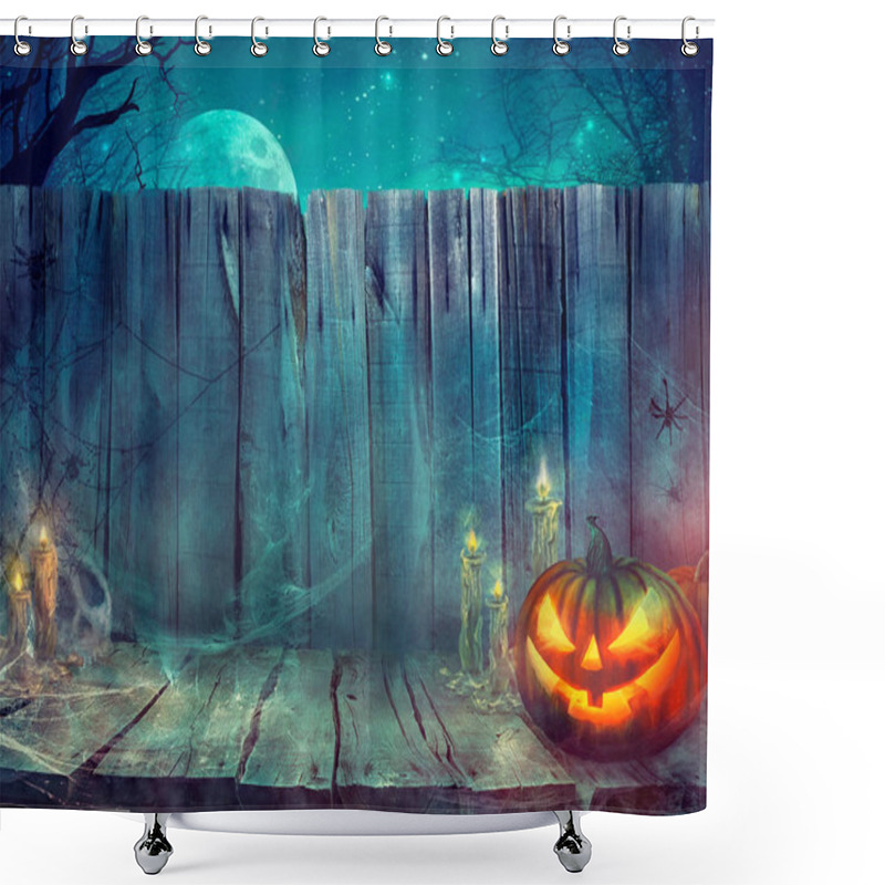 Personality  Halloween Background With Pumpkin Shower Curtains