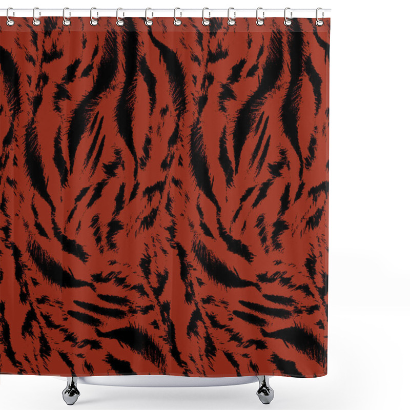 Personality  Tiger Skin Pattern, Fashionable Seamless Print. Fashion And Stylish Dark Background. Ready For Textile Prints. Shower Curtains