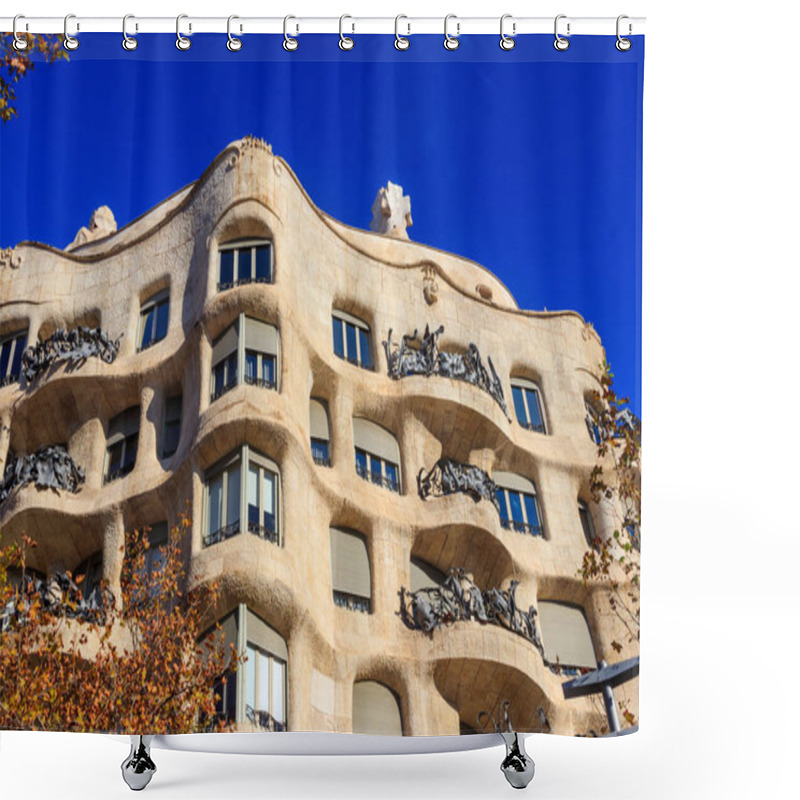 Personality  Barcelona, Spain - December 15, 2022: Exterior Of The Casa Mila (La Pedrera) By Antoni Gaudi In Barcelona, Spain Shower Curtains