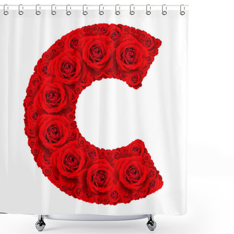 Personality  Rose Alphabet Set - Alphabet Capital Letter C Made From Red Rose Shower Curtains