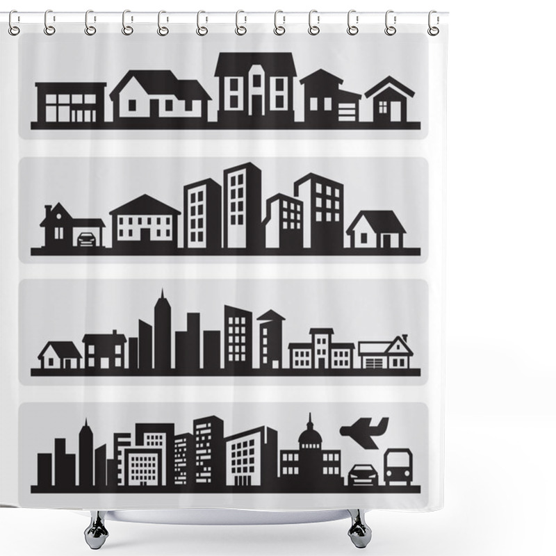 Personality  Cities Silhouette Icon Shower Curtains