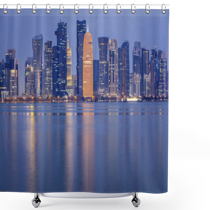 Personality  Panorama Of Doha At Dawn Shower Curtains