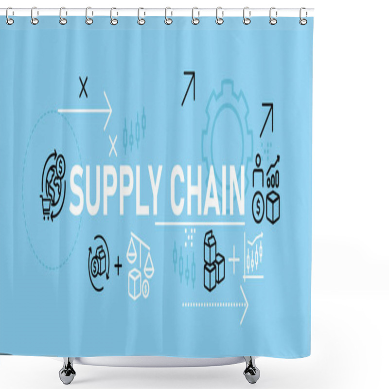 Personality  Supply Chain Concept Highlighting Logistics Management Global Distribution Shipping Strategy And Cargo Transport For Business Logistics And Operational Efficiency Vector Shower Curtains