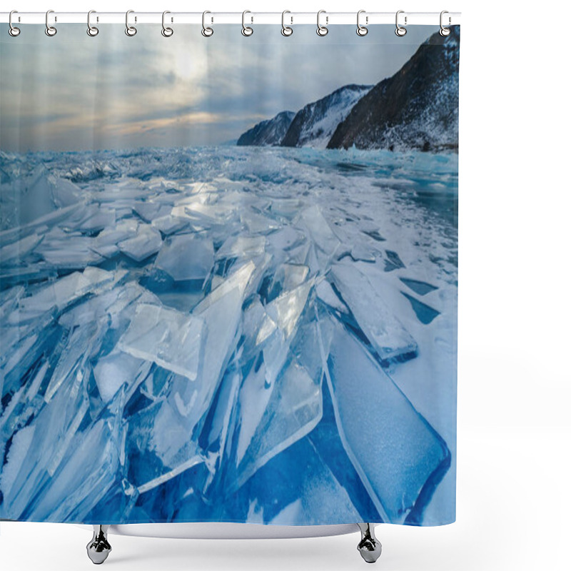 Personality  Many Cracked Blue Icicles At Baikal Lake Shower Curtains