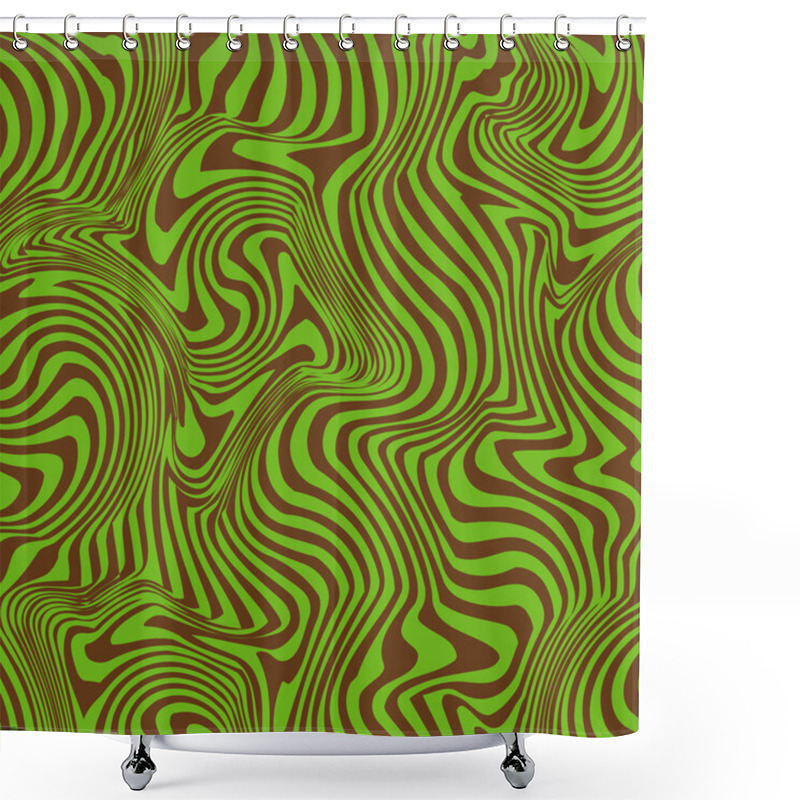 Personality  Groovy Warped Retro Stripes Shower Curtains