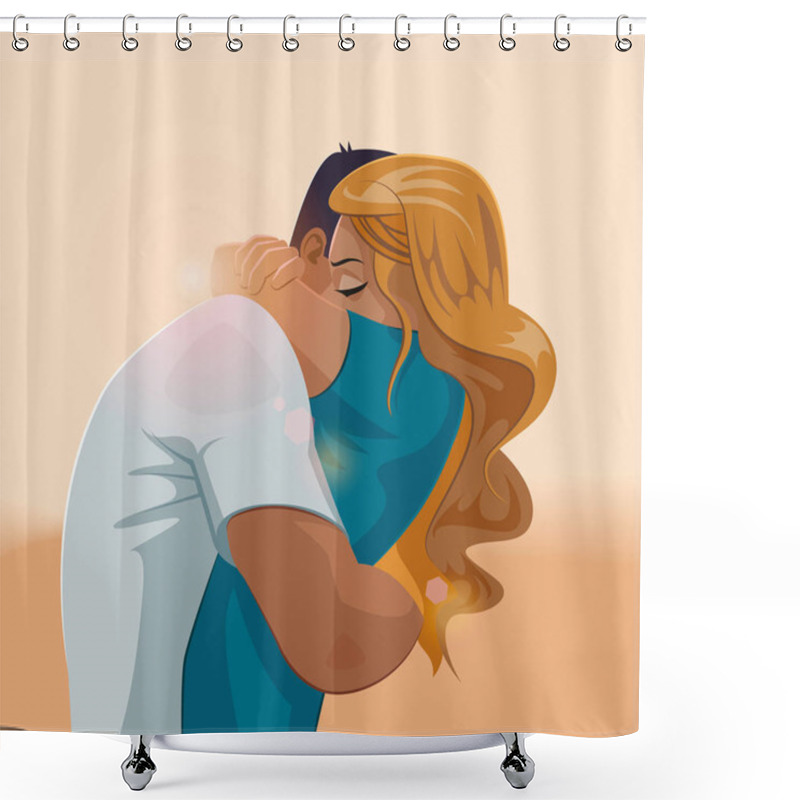 Personality  Embraces Of A Loving Couple. Shower Curtains