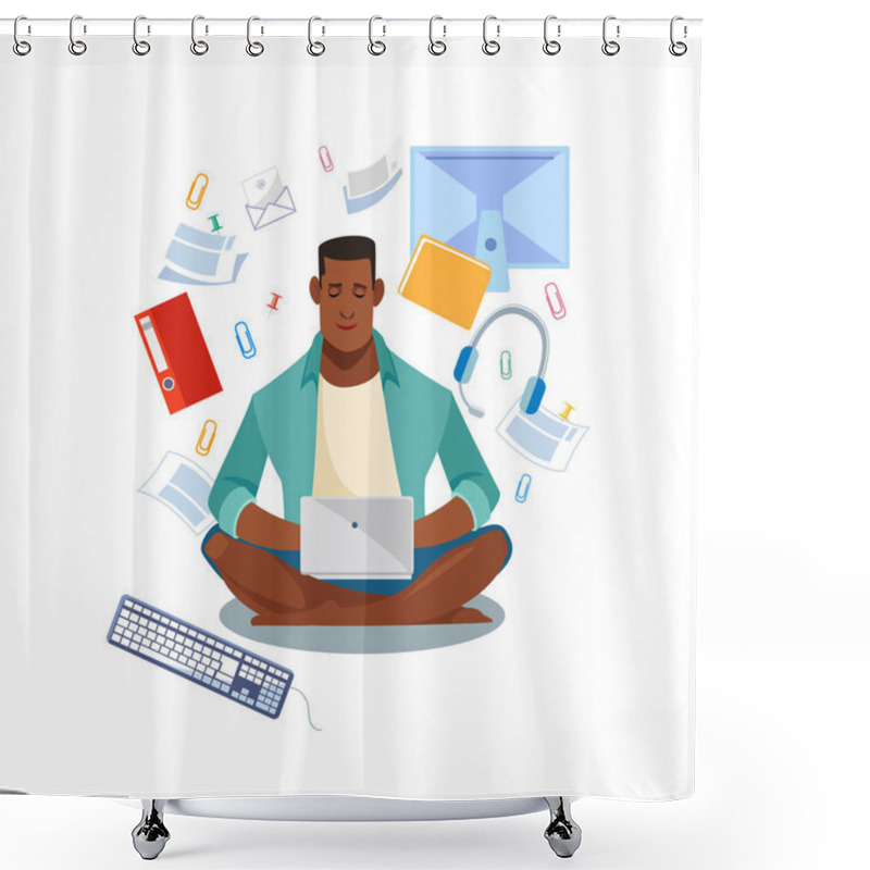 Personality  Students E-learning Online Cartoon Vector Concept Shower Curtains