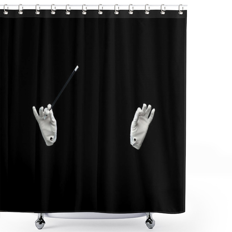 Personality  Magician Hands With Magic Wand Showing Trick Shower Curtains