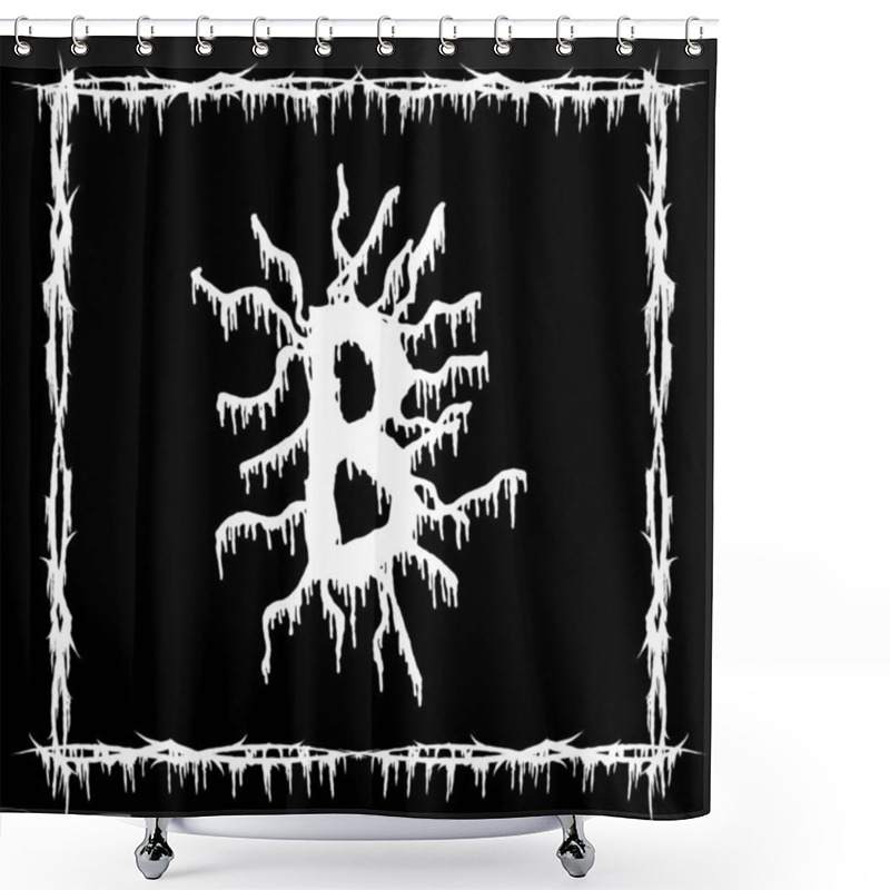 Personality  Metal Music Band Font.White Smudged And Tattered Letter On Black Background. Shower Curtains