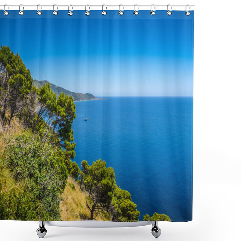 Personality  Beautiful Coastal Landscape At The Cilentan Coast, Campania, Southern Italy Shower Curtains