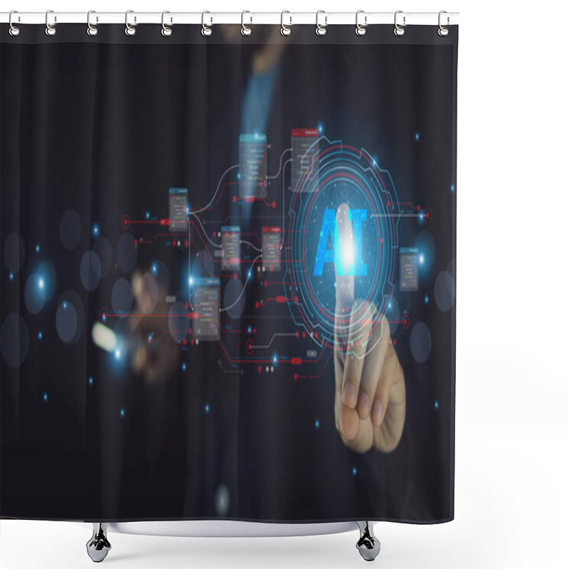 Personality  A Forward-thinking Businessman Utilizes AI For Document Management, Streamlining Operations, Enhancing Accuracy, And Boosting Productivity Through Automated Workflows And Intelligent Data Processing. Shower Curtains