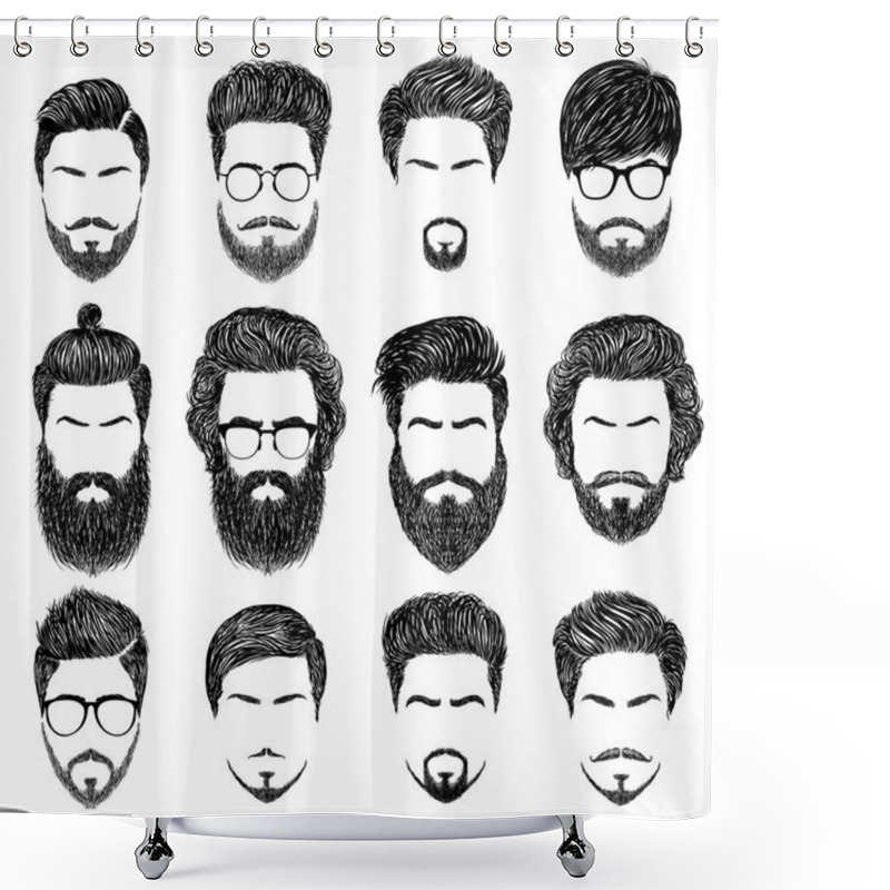 Personality  Bearded Man Hairstyles Shower Curtains