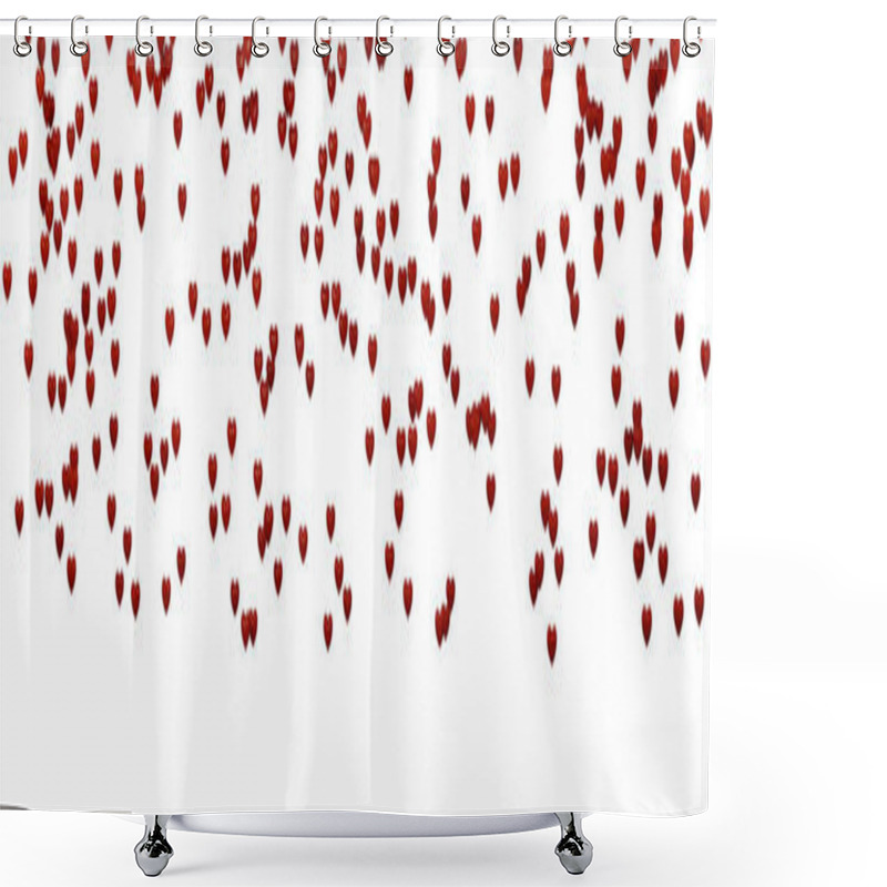 Personality  Digital Illustration Of Red Heart Confetti Scattered On A Transparent Background, Perfect For Valentine's Day, Romantic Events, Weddings, Or Love-themed Celebrations. Ideal For Use In Designs, Invitations, Or Social Media Shower Curtains