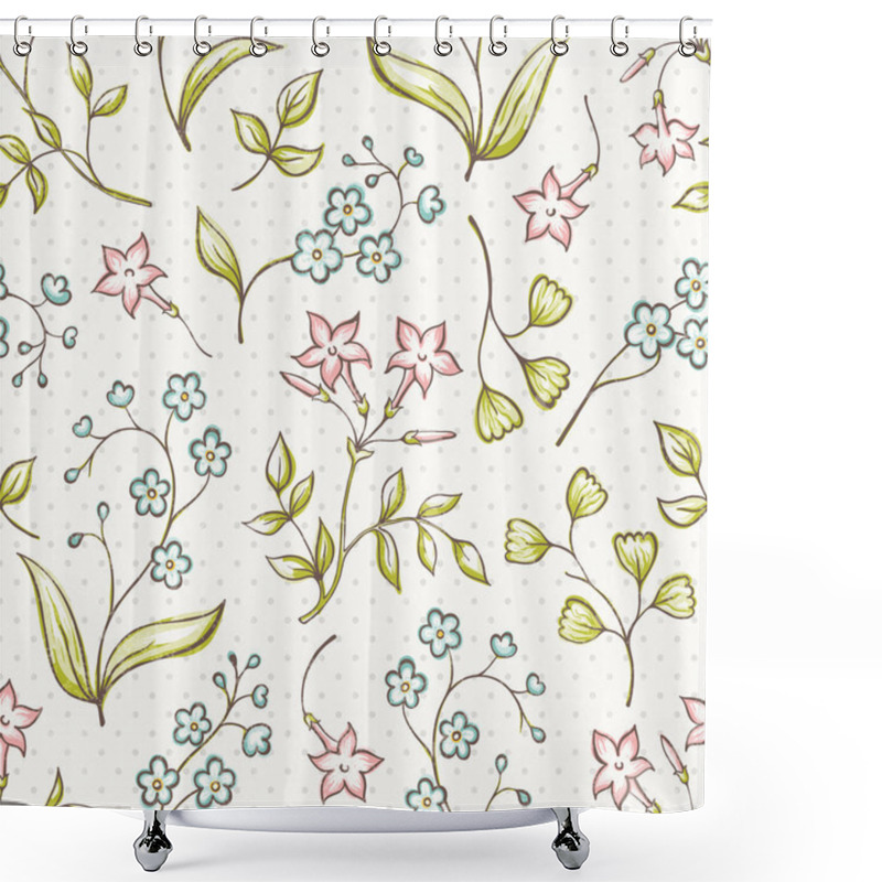 Personality  Beautiful Seamless Pattern With Forget-me Not And Jasmine Flowers. Vector Background. Shower Curtains