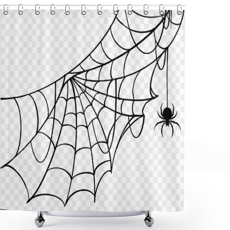 Personality  Halloween Party Background With Spiderwebs And Spider Isolated Png Or Transparent Texture, Blank Space For Text, Element Template For Poster, Brochures, Online Advertising, Vector Illustration  Shower Curtains