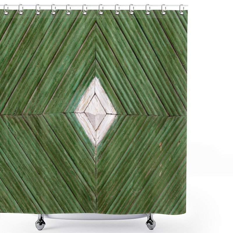 Personality  Rhomb Pattern Of The Old Painted Wooden Gate. Shower Curtains