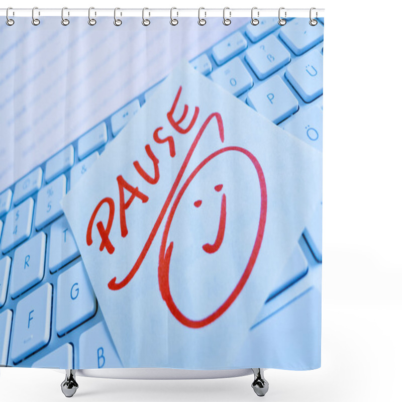 Personality  Note On Computer Keyboard: Pause Shower Curtains