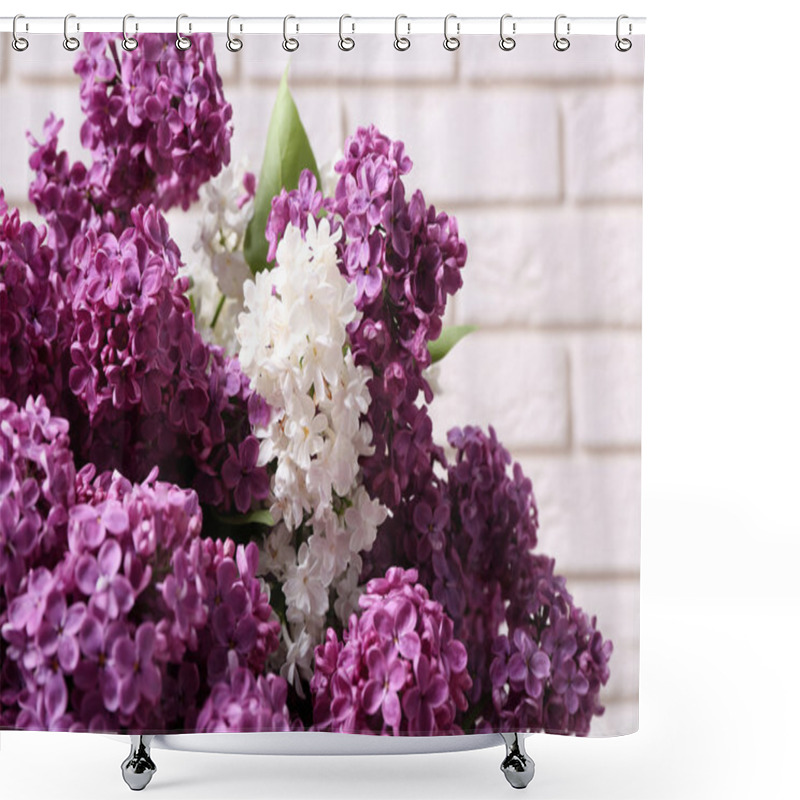 Personality  Beautiful Lilac Flowers In Room Close-up Shower Curtains