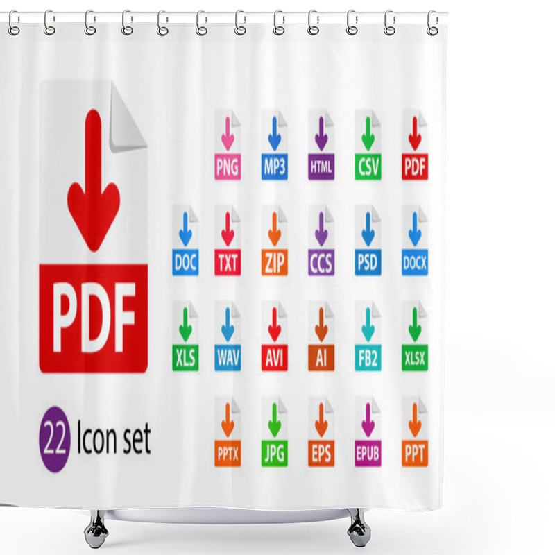 Personality  Collection Of Vector Icons. File Format Extensions Icons.  Shower Curtains