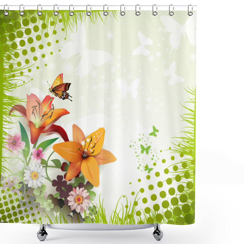 Personality  Lilies And Butterflies Shower Curtains