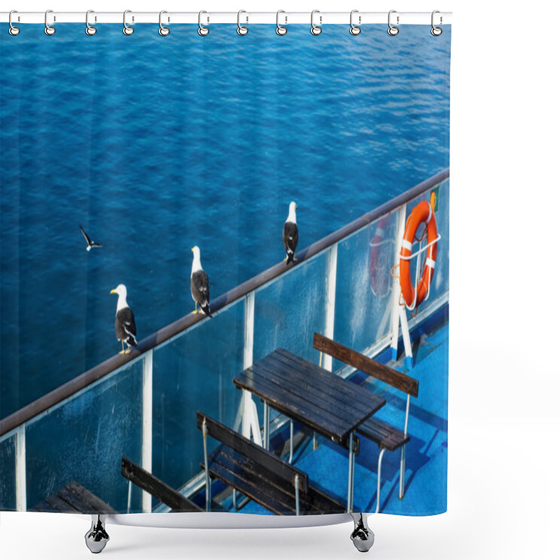 Personality  Deck Of A Ship Shower Curtains