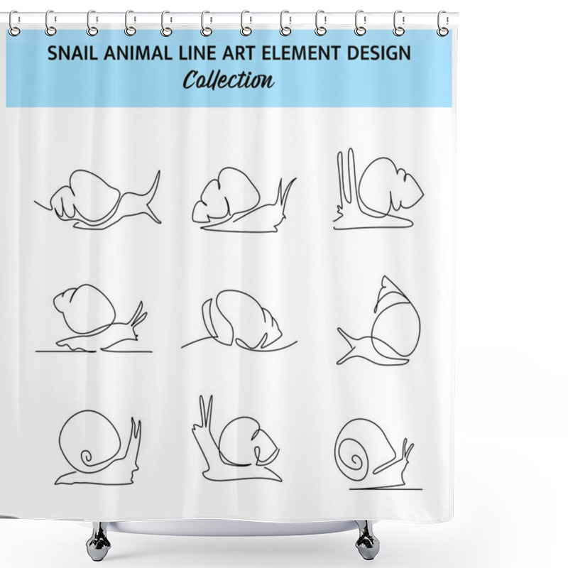 Personality  Set Of Snail One Continuous Line Drawing. Cute Decoration Hand Drawn Elements. Vector Illustration Of Minimalist Style On A White Background. Shower Curtains