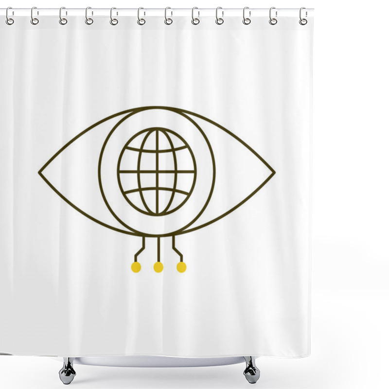 Personality  Global AI Eye For Visual Intelligence Vector Icon Design, Global Tech, Neural Networks, Object Detection Shower Curtains