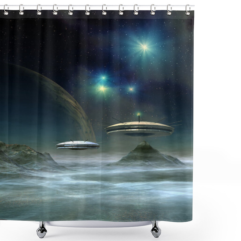 Personality  Alien Planet - Fantasy Landscape Shower Curtains