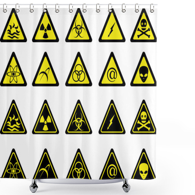 Personality  Set Of Warning Signs Shower Curtains