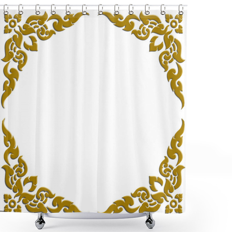 Personality  3D Golden Carve Of Thai Pattern Shower Curtains