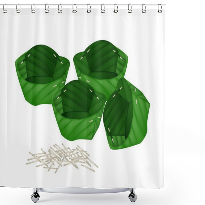 Personality  Stack Of Counts Banana Leaf Or Krathong Shower Curtains