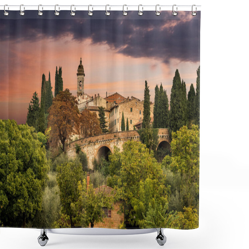 Personality  Picturesque Hill Village In Tuscany, Italy Shower Curtains